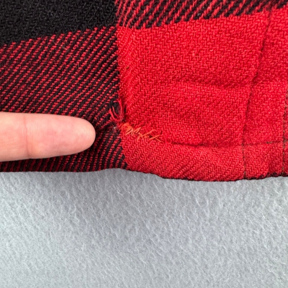 Vintage 50s Woolrich Jacket Mens Large Wool Mackinaw Red Plaid Hunting Talon Zip - Picture 10 of 16